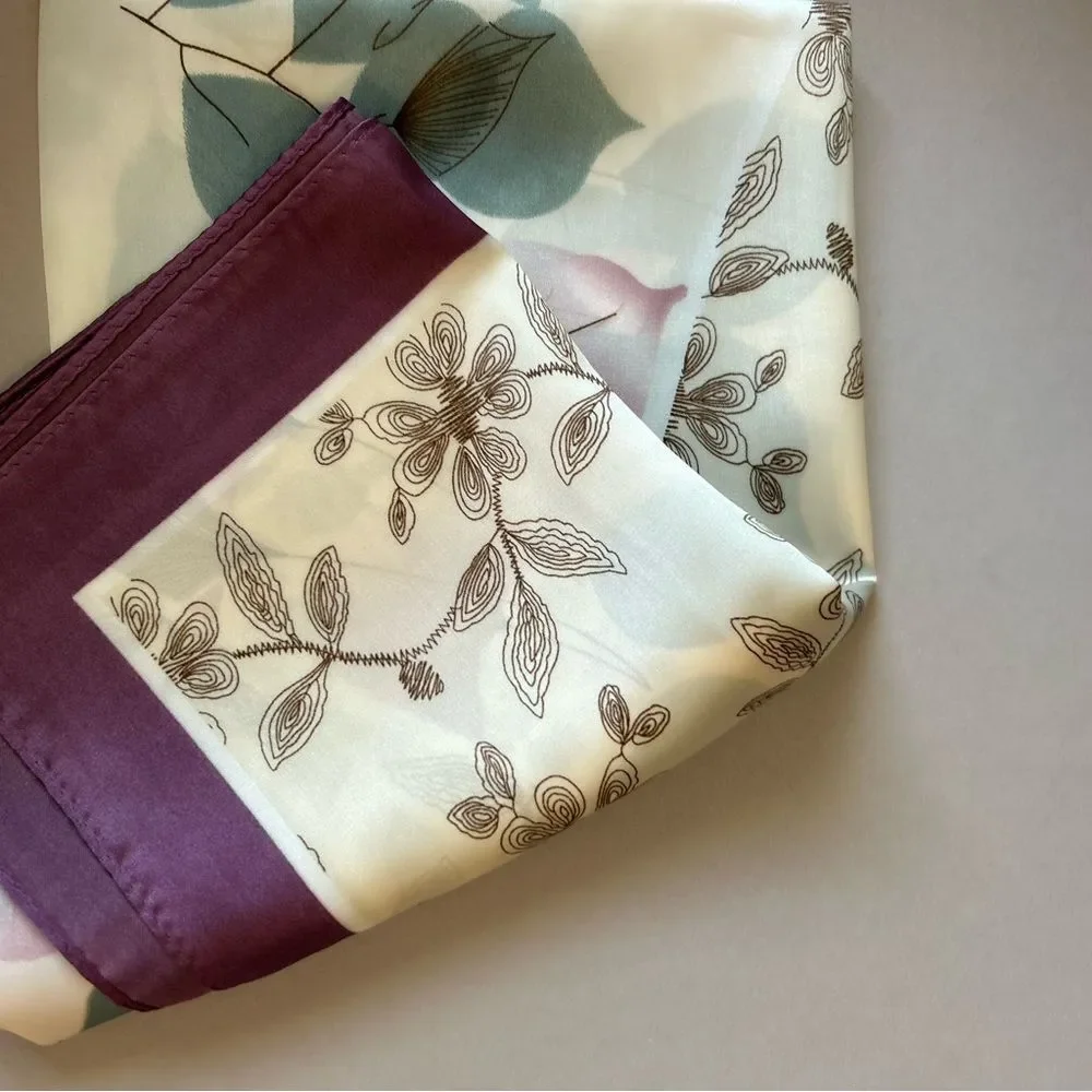 Floral Scarf Purple Border S85